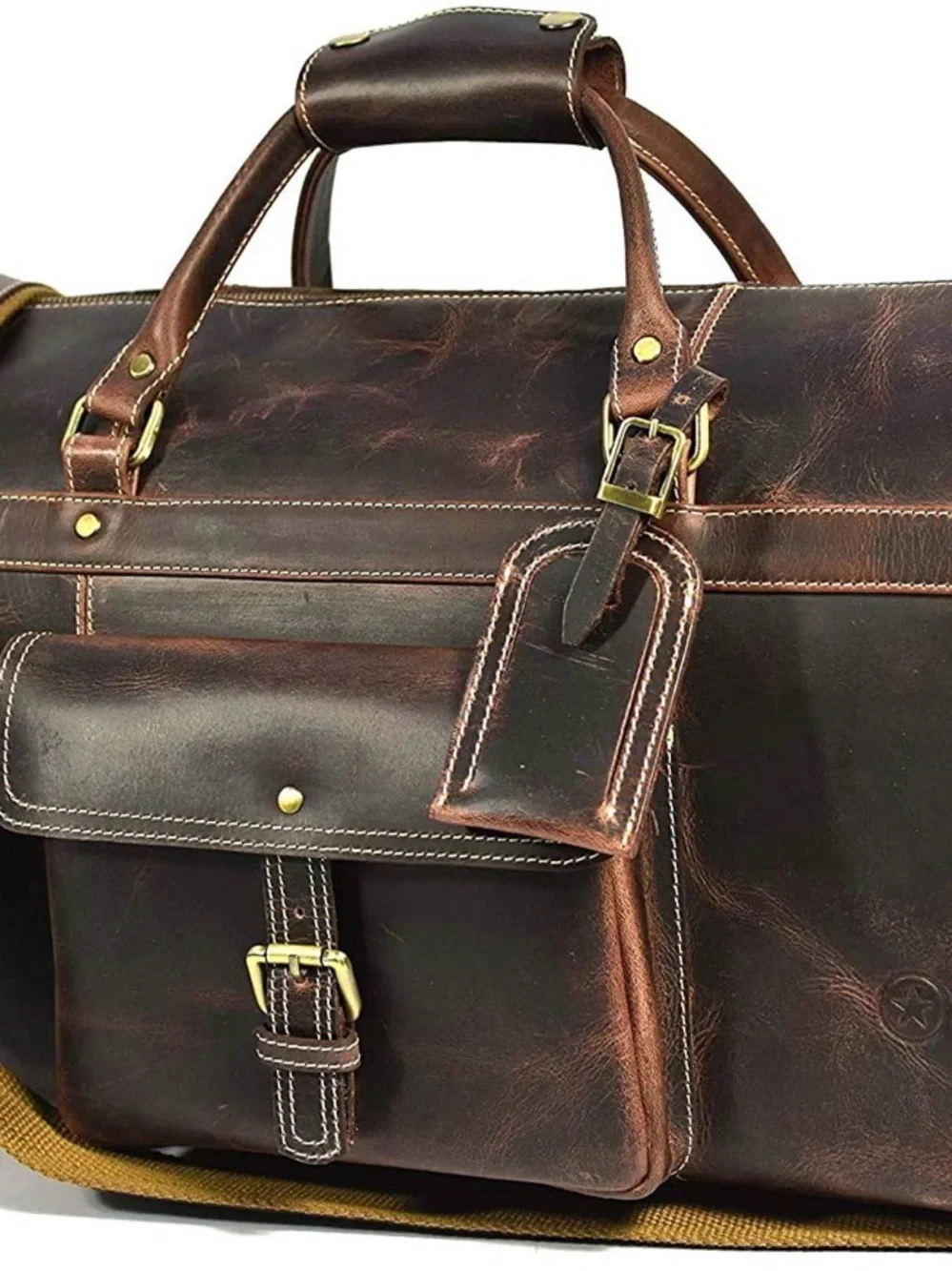 Men's Dark Brown Leather Travel Bag - Classic Carryall